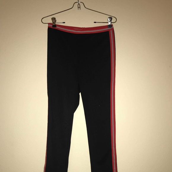 black red and silver leggings w/ stripe - Picture 1 of 1